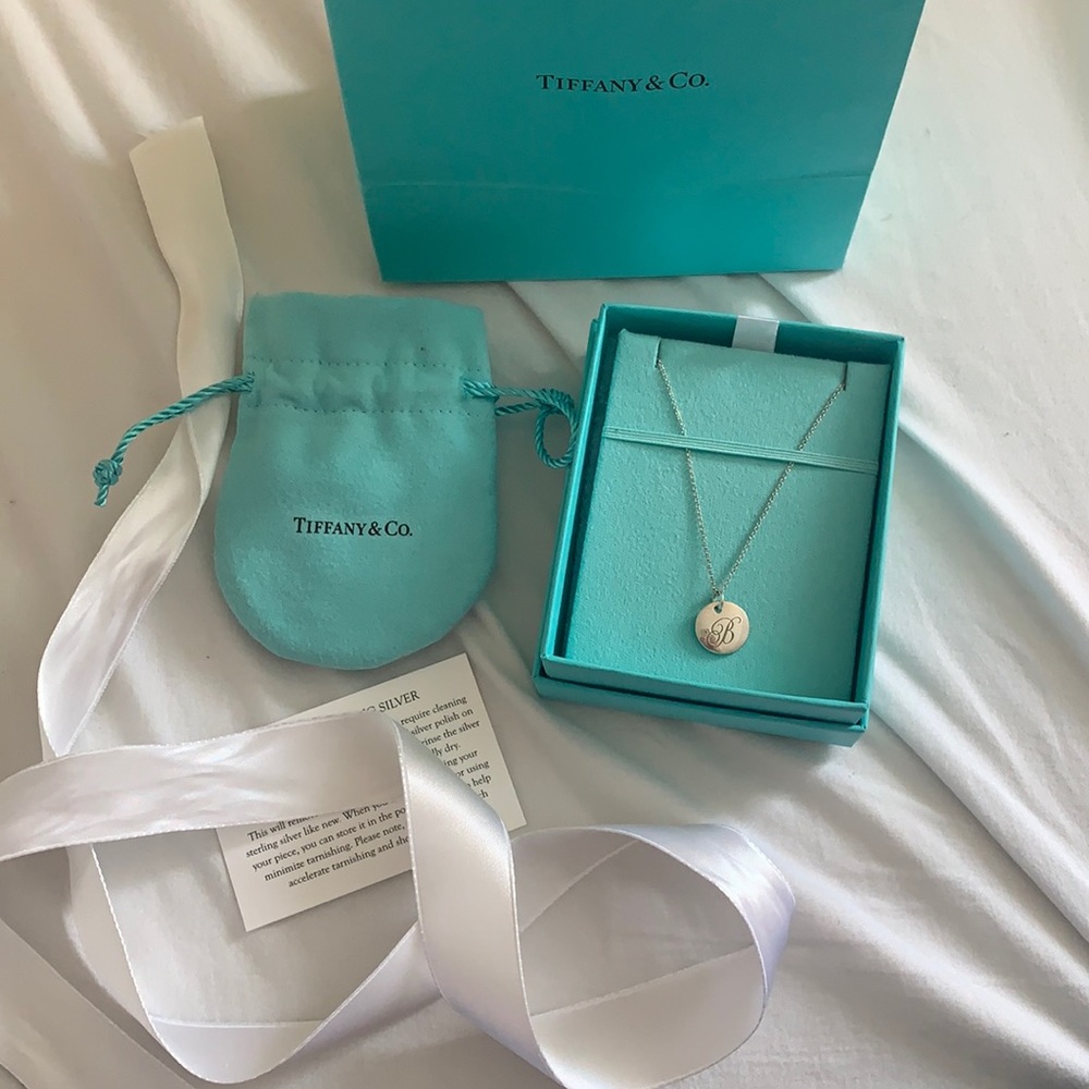 tiffany’s “B” initial necklace